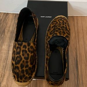 YSL Suede Espadrilles leopard print